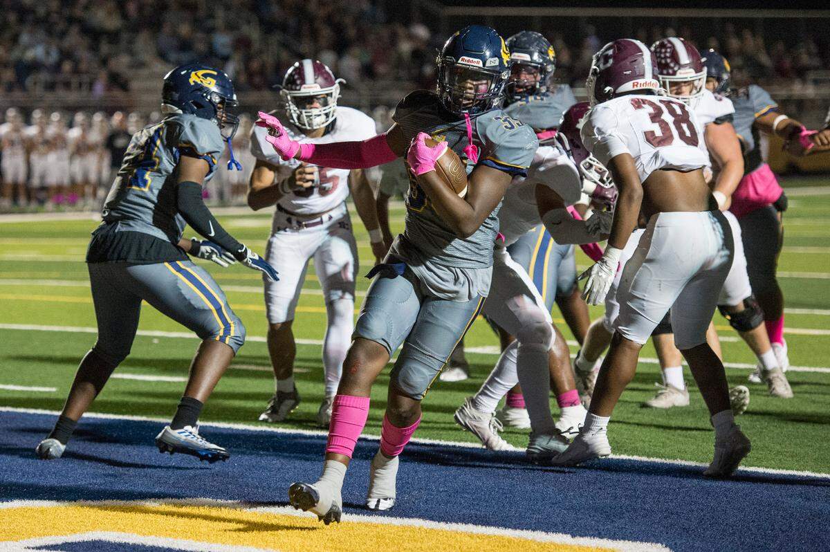 Gautier’s CJ McCreary scores a touchdown during a game against East Central at Gautier High School in Gautier on Friday, Oct. 20, 2023.