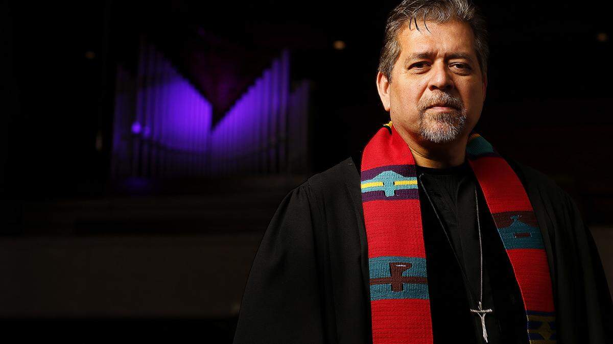 The Rev. Walter Contreras is photographed inside the sanctuary at Pasadena Presbyterian Church in Pasadena, Calif., on May 23, 2016. (Mel Melcon/Los Angeles Times/TNS)