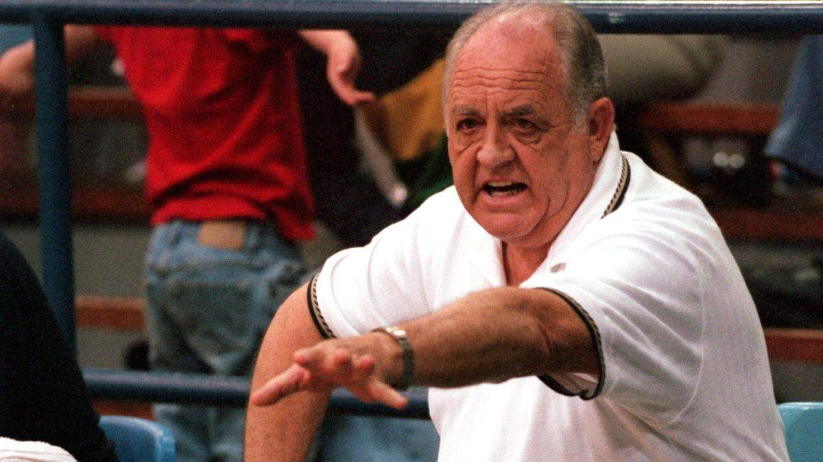 Bob Weathers basketball head coach at Mississippi Gulf Coast Community  College coaches his team during game action Thursday night against East Central Warriors at the Perkinston Campus. Weathers won his 800th game during the 1998 season.
