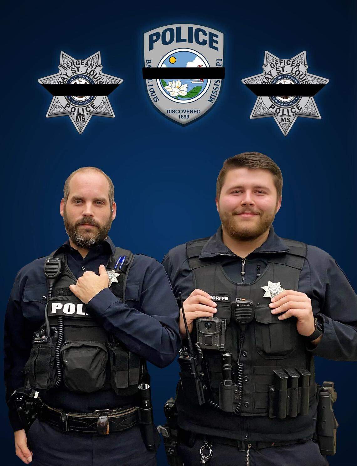 From left, Sgt. Steven Robin and officer Branden Estorffe were killed in the line of duty Wednesday morning when they responded to a call at Motel 6.