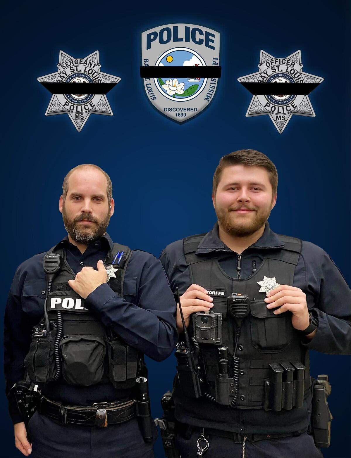 From left, Sgt. Steven Robin and officer Branden Estorffe were killed in the line of duty Wednesday morning when they responded to a calla at Motel 6.