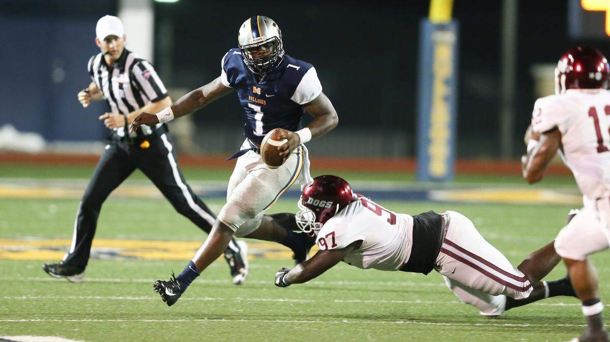 Mississippi Gulf Coast quarterback Lowell Narcisse ran for three touchdowns and threw for two in a 48-14 victory over Holmes on Sept. 13 at A.L. May Memorial Stadium in Perkinston.