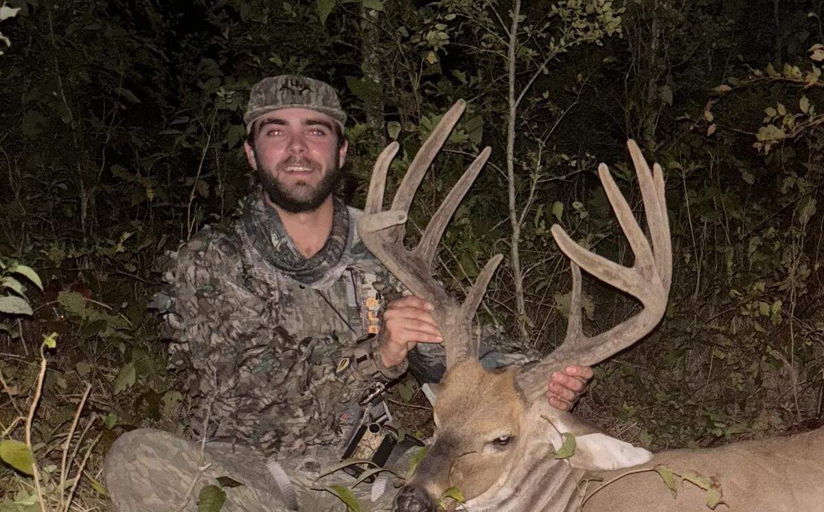 Jacob Mosco of Cleveland had an unusual chance to hunt due to Hurricane Francine and it produced a giant buck in full velvet.