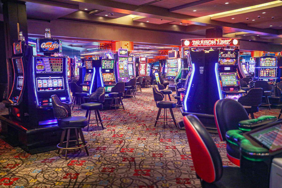 Coast casinos returned from the coronavirus shutdown in 2020 with new slot machine arrangements, like this casino floor at Palace Casino, arranged for social distancing. The crowds returned in 2021, and with them record revenue for South Mississippi casinos.