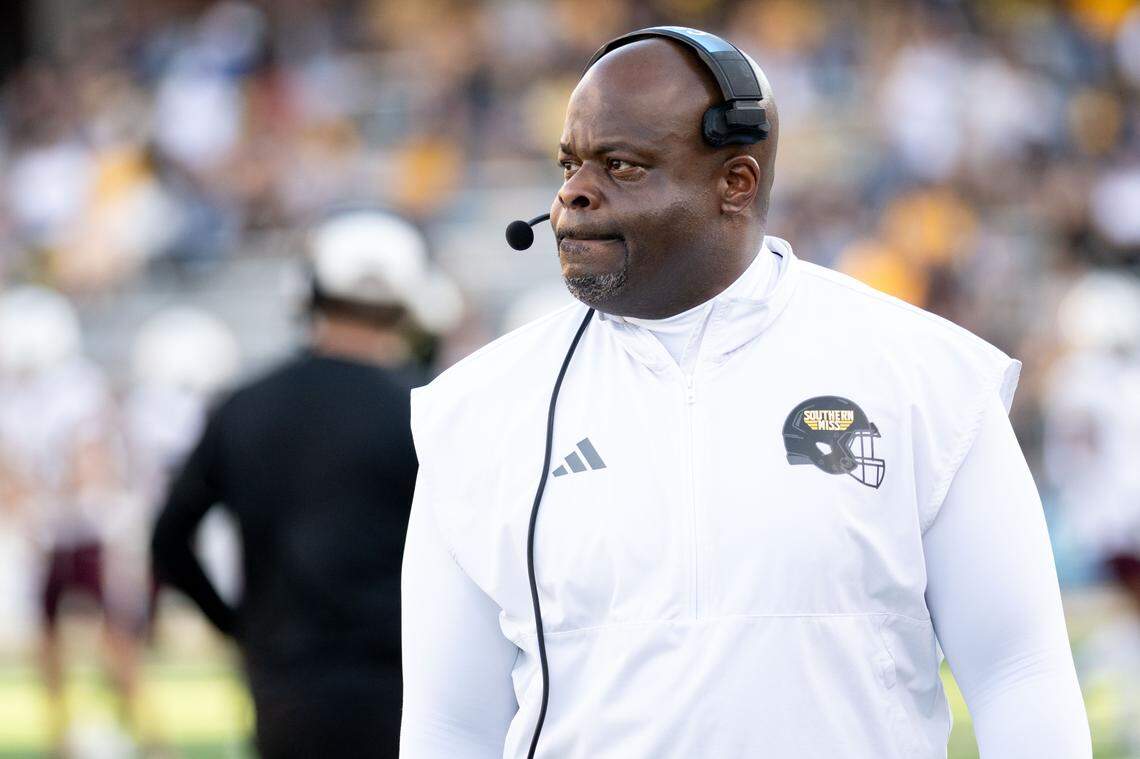 Southern Miss head coach Charles Huff saw his team suffer its first conference loss of the season Saturday against Texas State.