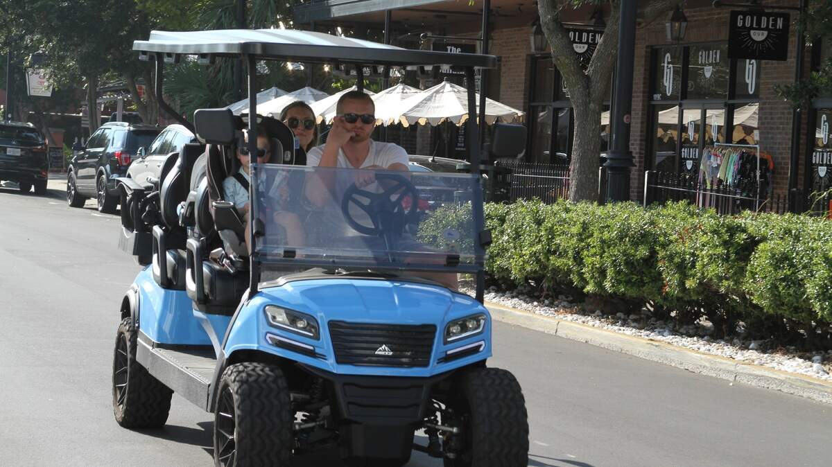 Ocean Springs has marked off parking spots for golf carts on Government Street in Ocean Springs. While golf carts are popular in the city, with almost 1,000 registered this year, the city added golf cart parking where the busy street is too narrow for cars and trucks to park on both sides.