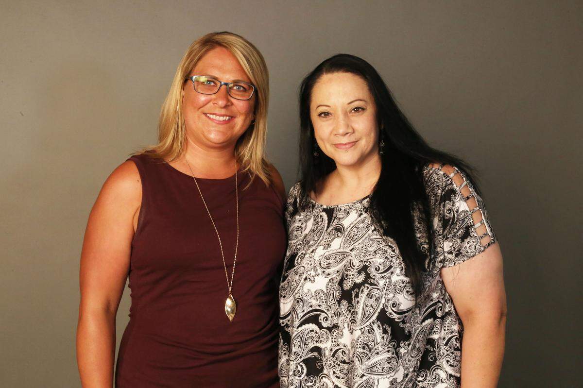 Stacey Anderson (left) and Dawn Franklin (right) meet for the first time after discovering the same man, David Adele, changed both of their lives forever. Anderson reached out after seeing Franklin’s story on the Sun Herald. Her mother was killed 26 years ago by the same man who abused Franklin.