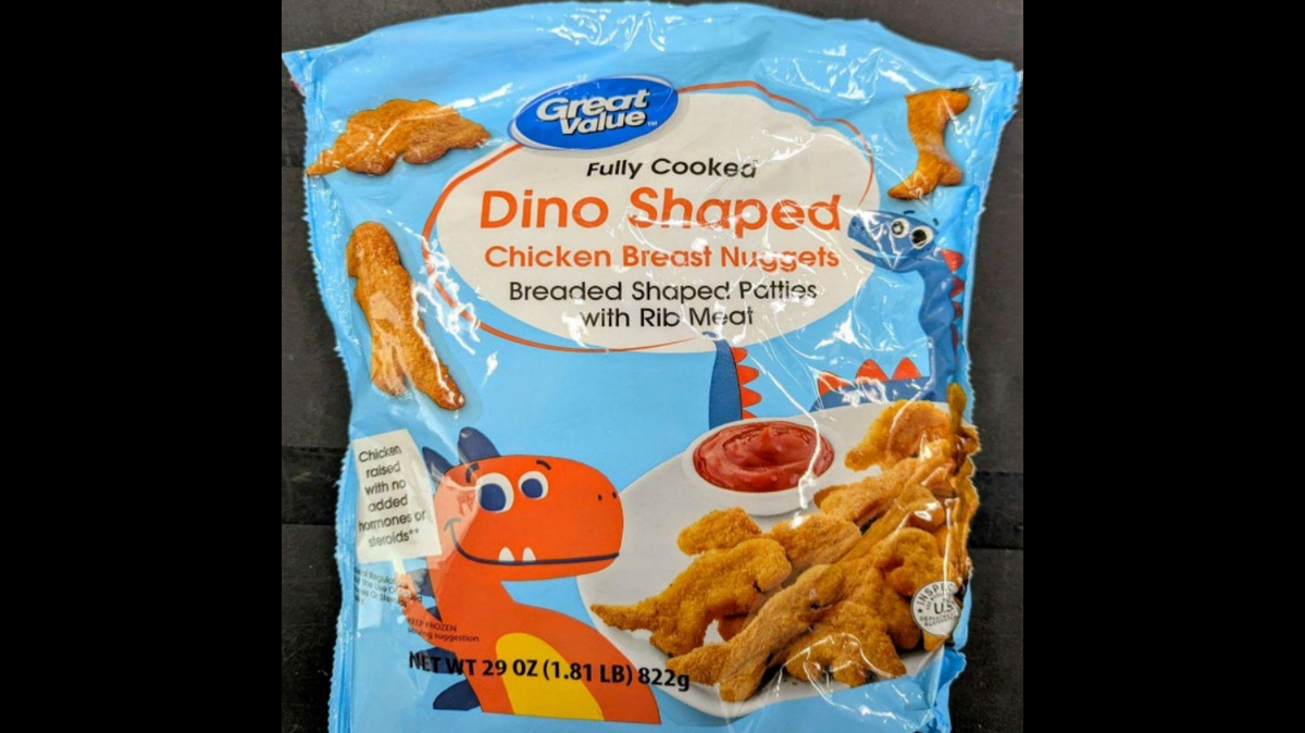 Frozen dinosaur-shaped chicken nuggets sold at Walmart stores nationwide may contain lead, officials said.