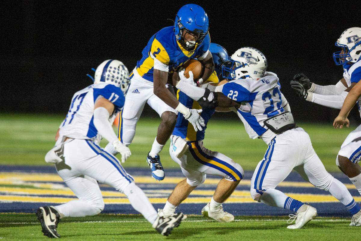 Resurrection’s Daniel Pickens runs the ball during a game against French Camp Academy at Gautier High School in Gautier on Friday, Nov. 3, 2023.