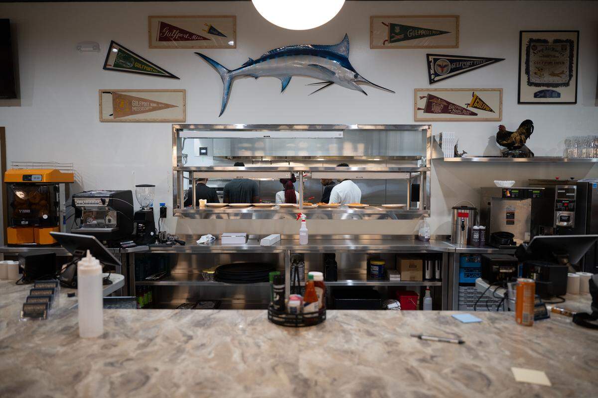 The counter with its view of the kitchen will be a favorite spot at The Downtowner in Gulfport.