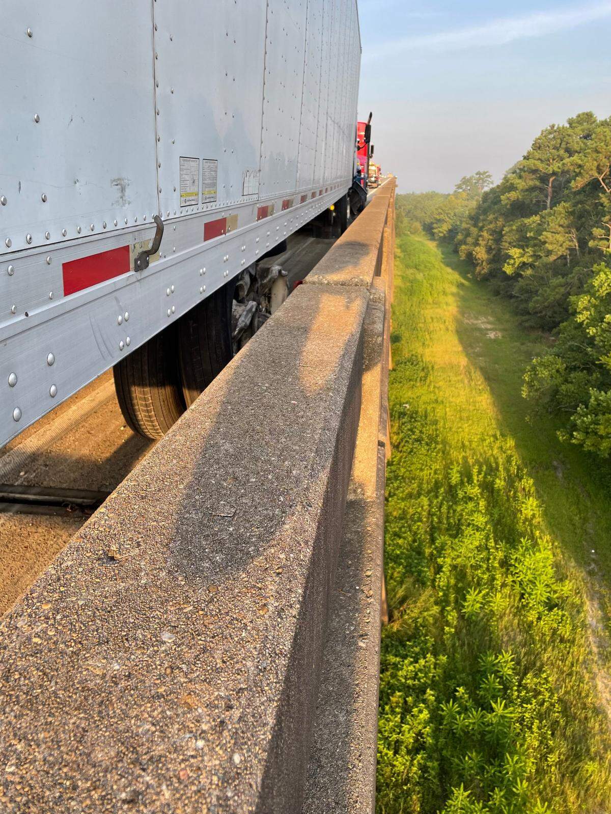 A semi-truck crash on the East Pearl River Bridge Thursday, Aug. 3, 2023, caused delays.