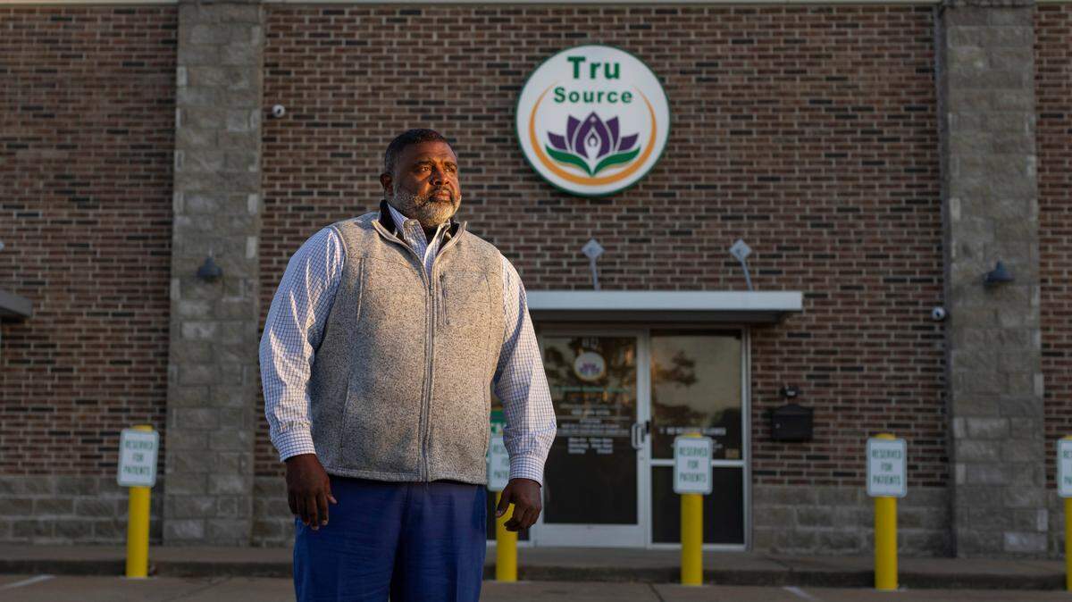This undated photo provided by Institute for Justice shows Clarence Cocroft II, who opened Tru Source Medical Cannabis in Olive Branch, Miss. Croft, the owner of a Mississippi medical marijuana dispensary filed a federal lawsuit Tuesday, Nov. 14, 2023, challenging state regulations that he says censor business owners by preventing them from advertising. (Institute for Justice via AP)