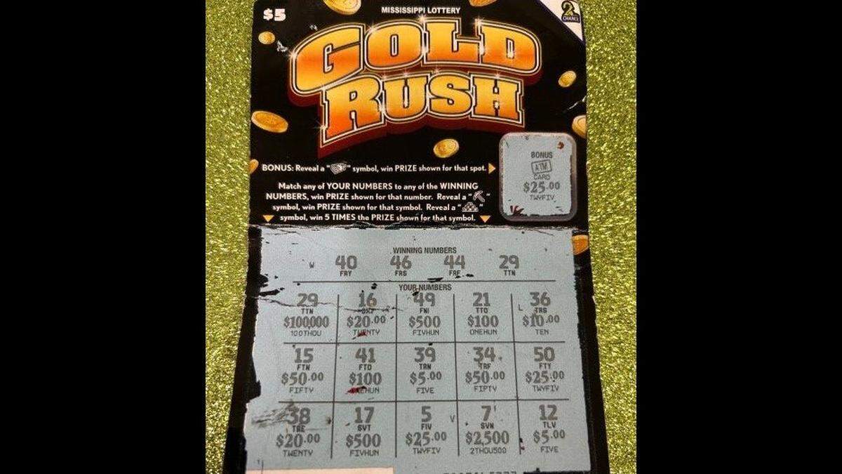 This lucky ticket won a Moss Point man the $100,000 top prize in the scratch off game.