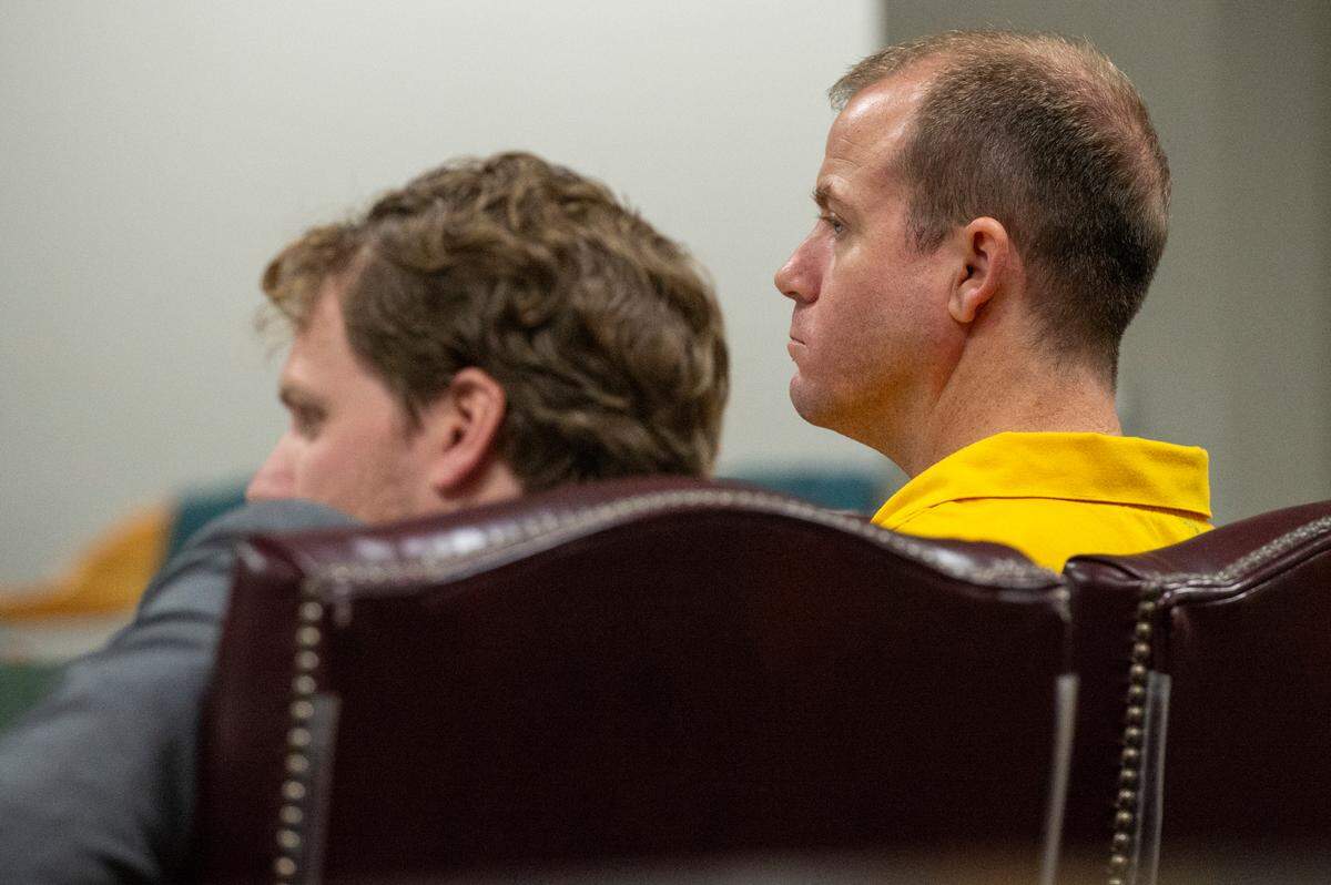 Former Ocean Springs High School teacher James Hawkins appears at a Jackson County Circuit Court hearing in the criminal case against him.