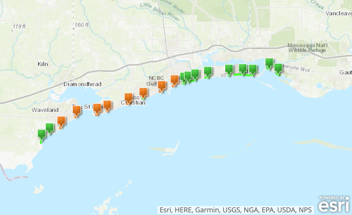 Eight beaches across the Mississippi Coast are under water contact advisories after the Mississippi Department of Environmental Quality found high levels of bacteria.