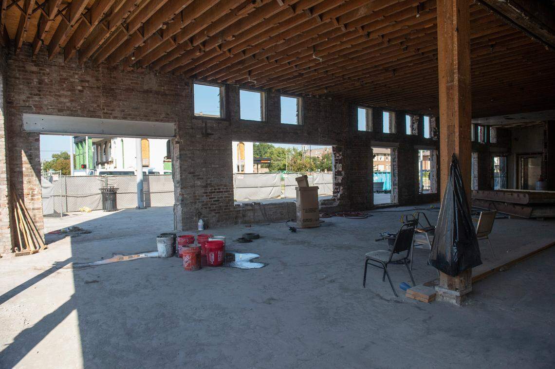 Work continues on the Barq Building that will become the anchor of The District on Howard mixed use development in downtown Biloxi. The space will include restaurants and dining with outdoor dining space.