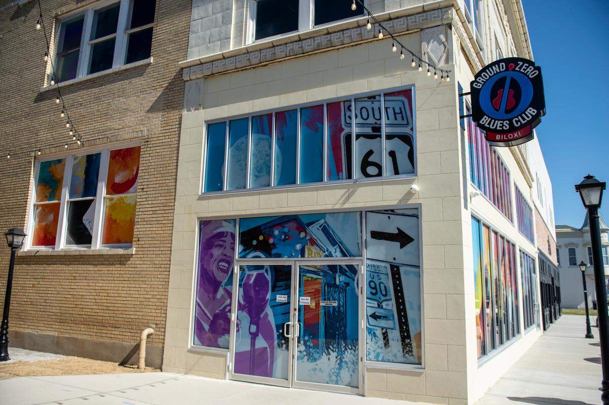 Ground Zero Blues Club in Biloxi on Thursday, Feb. 10, 2022. The outside of the new music venue features illustrations of Mississippi’s blues history.