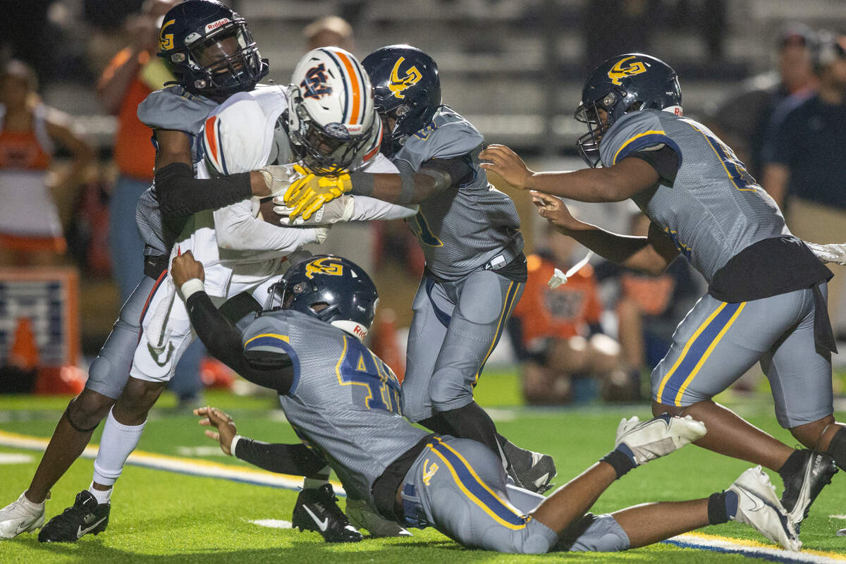 Gautier’s defense tackles the Wayne County ball carrier during a playoff game against Wayne County at Gautier High School in Gautier on Friday, Nov. 11, 2022.
