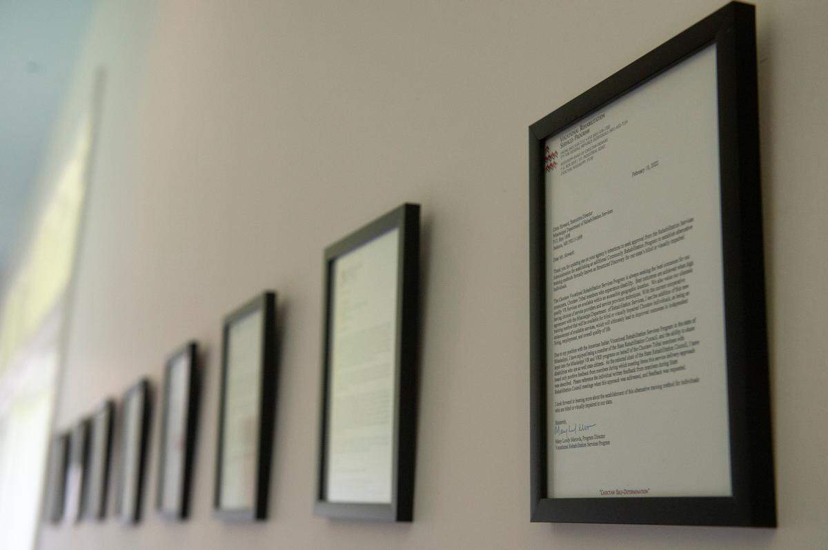 Letters advocating for the opening of the center line the walls of a hallway at the Mississippi Emerge Center in Long Beach on Thursday, July 25, 2024.