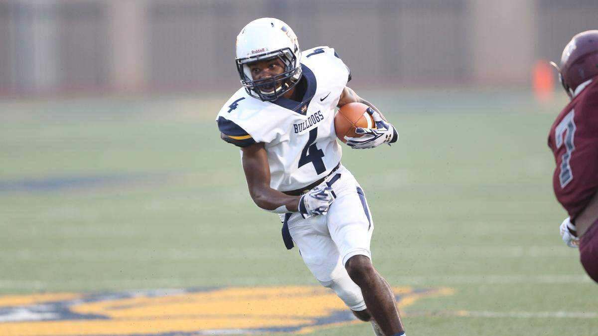 Gulf Coast freshman receiver Jymetre Hester picks up extra yardage against Coahoma Community College on Thursday in Perkinston.