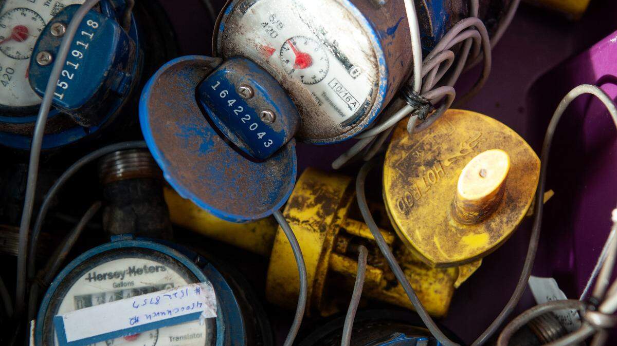 Defunct water meters remain at City Hall in Moss Point on Dec. 14, 2023.
