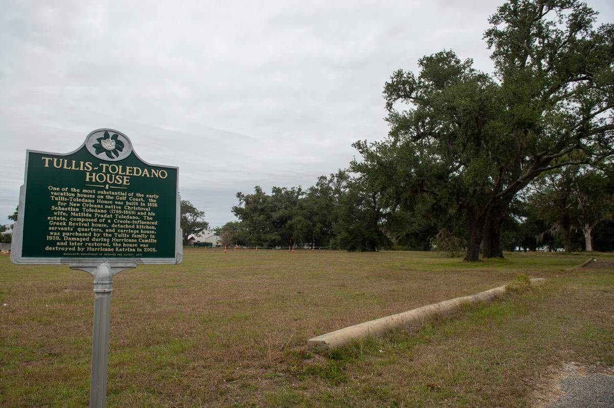 The site of the former Tullis-Toledano Manor, which was destroyed during Hurricane Katrina in Biloxi. Developers have proposed an $140 million hotel project on the empty lot and have committed to keeping all the trees.