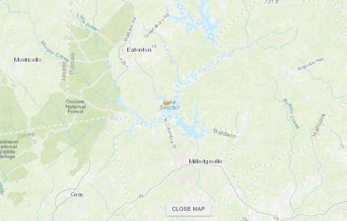 A 2.3-magnitude quake struck near Eatonton, Georgia, around 10:15 a.m. on Jan. 3, according to the U.S. Geological Survey.