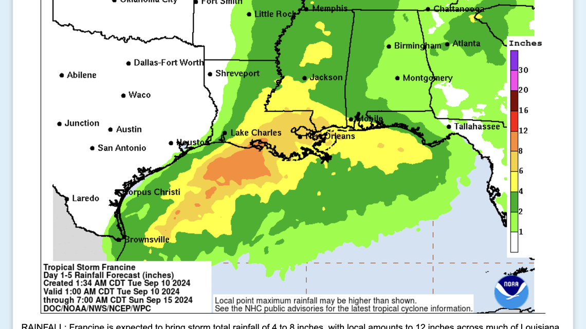 Francine to soak MS Coast with record-breaking moisture in air. How much rain will fall?