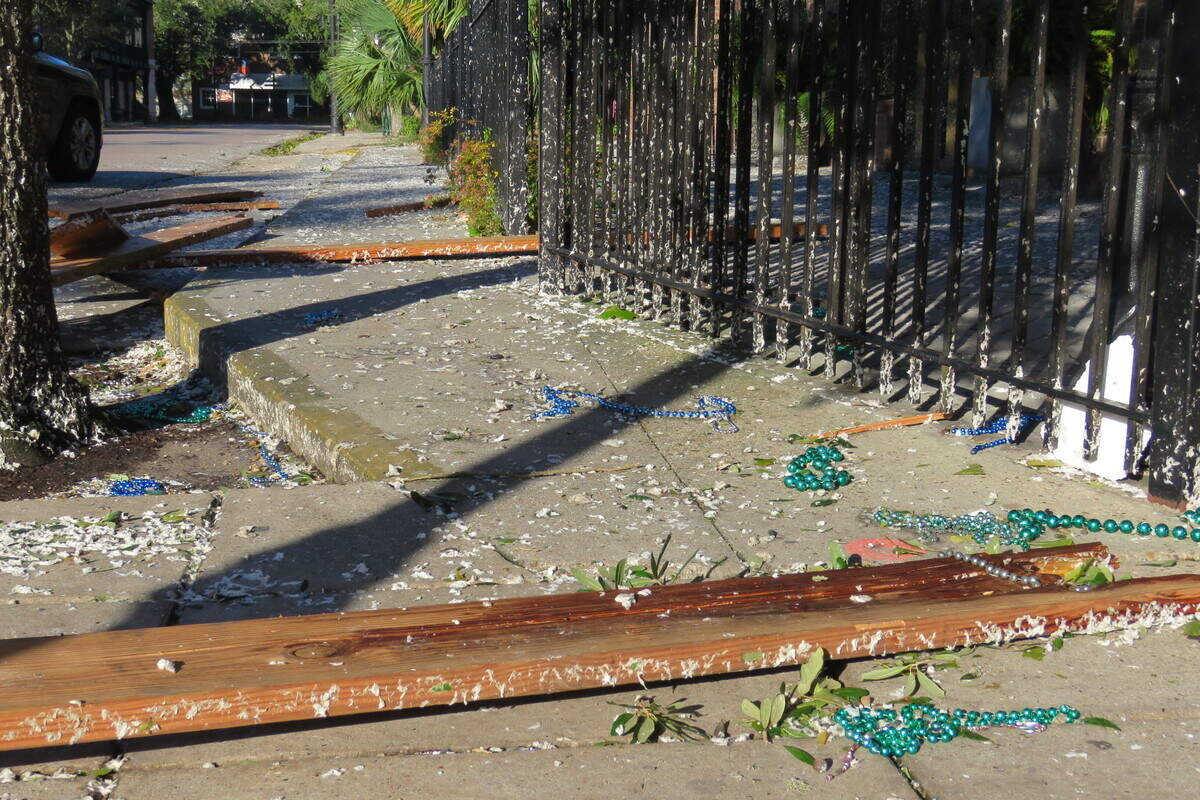Near downtown Biloxi, Debra and Terry Franklin clean up damage from Hurricane Zeta. The couple moved to the area in 2006. “This is basically [our first hurricane]. I wouldn’t want to see one any worse,” Debra said.