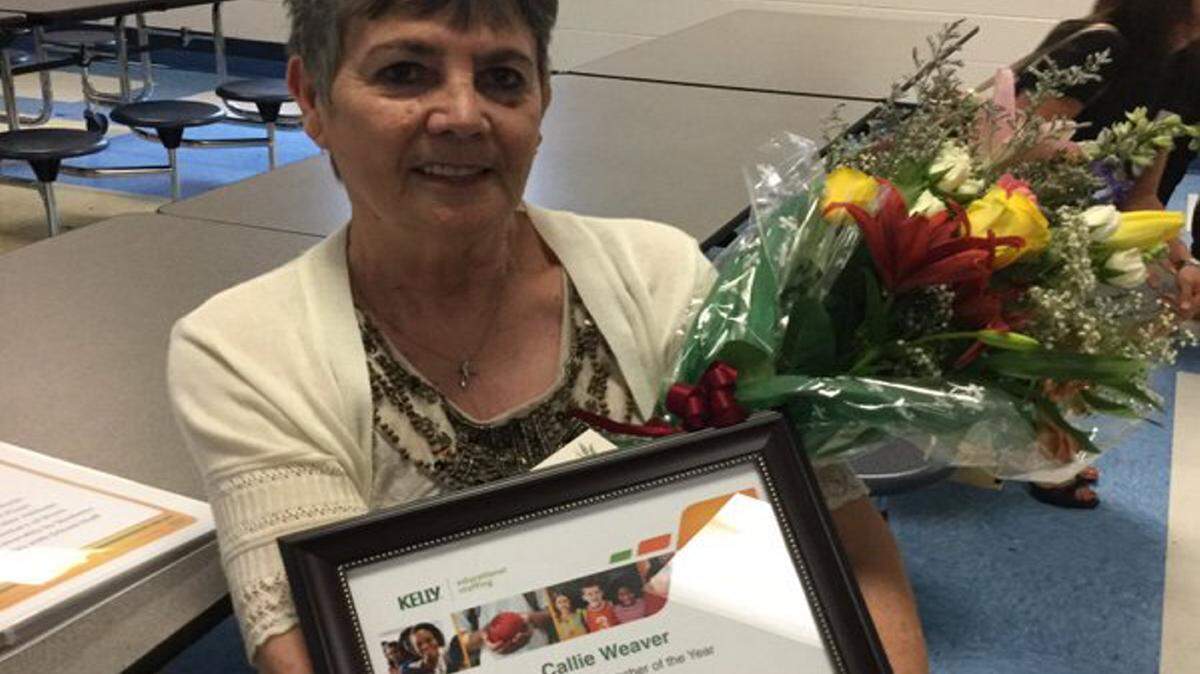 SUN HERALD JUSTIN VICORY Bel-Aire Elementary School substitute teacher Callie Weaver was awarded 'Substitute of the Year' Wednesday.