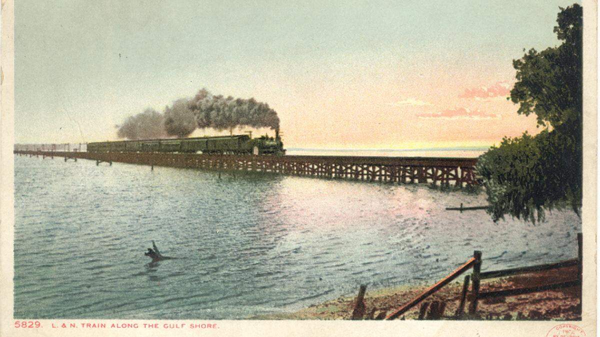COURTESY RANDY RANDAZZORailroad historian J. G. Lachaussee says that the 'sheer weight of the water' in a swift tidal wave that rises above the decking can actually hold a railroad bridge down.