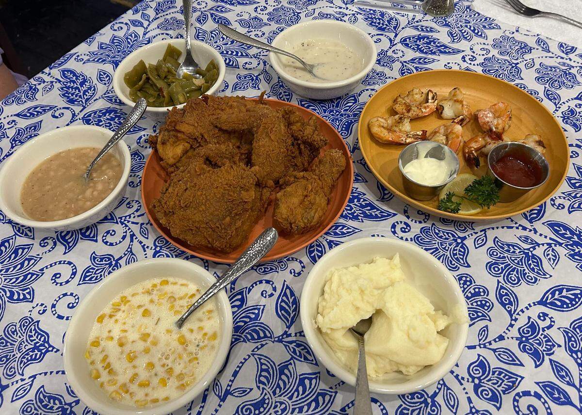 The southern fried chicken and grilled shrimp spread is pictured at 38 Degrees Family Dining in Ocean Springs.