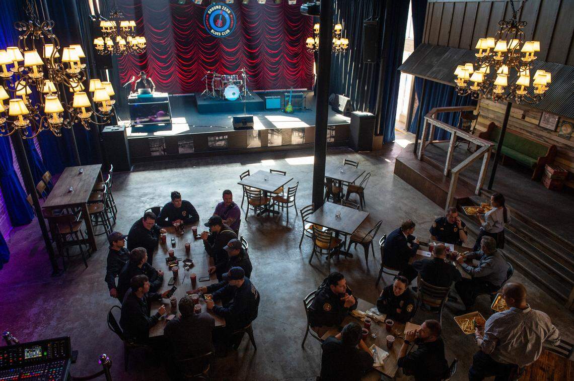 Biloxi’s first responders are treated to a lunch at the new Ground Zero Blues Club in Biloxi on Thursday, Feb. 10, 2022.