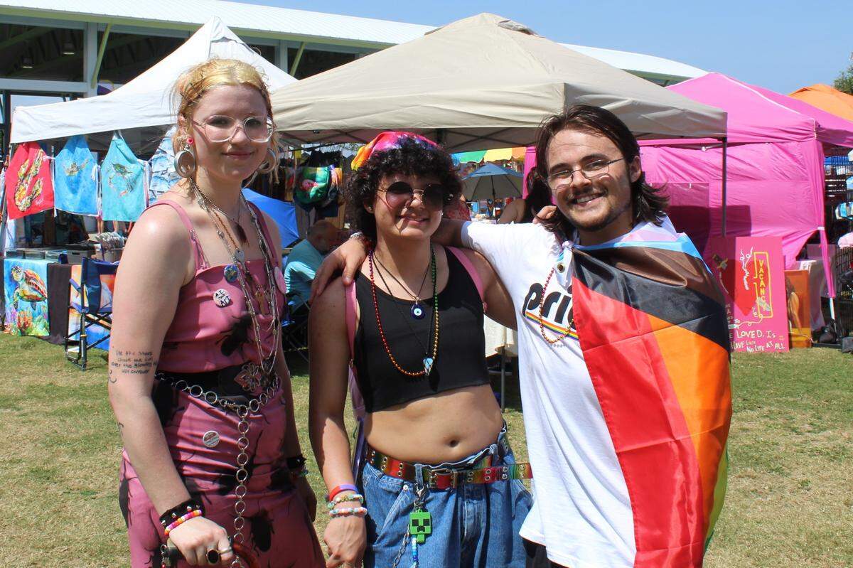 Friends Lynn McIntire, Xavier Reichbaum and Lucas McCarthy decided to attend Biloxi’s 2025 Pride Day to meet like-minded people and connect with local LGBTQ+ individuals.