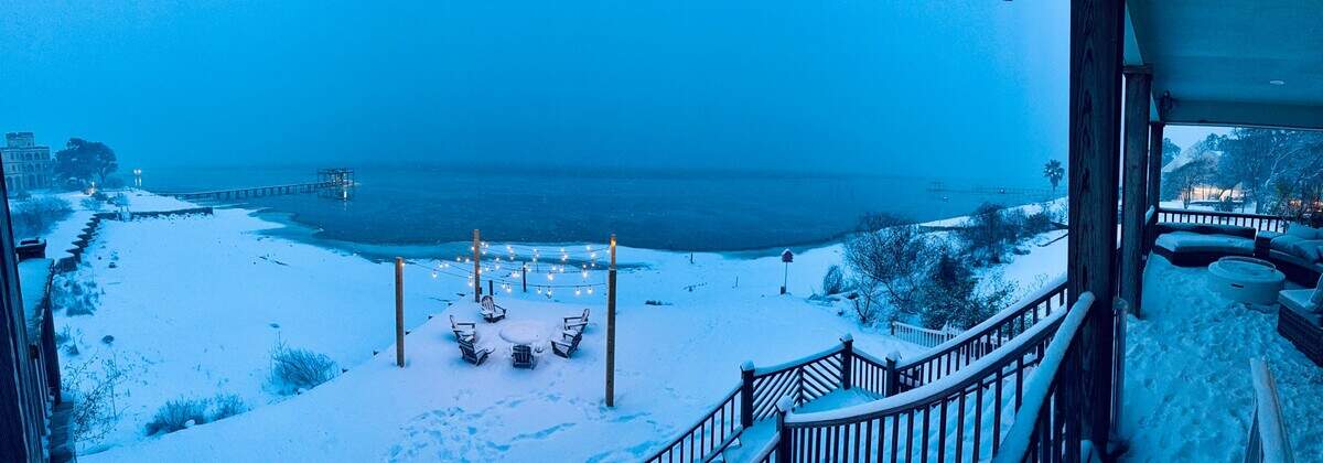 Suzanne Summers sent the Sun Herald this view of the snow along the waterfront in Ocean Springs on Jan. 21.