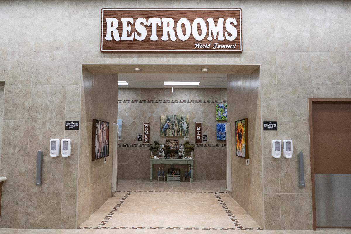 The famous restrooms inside of Buc-ee’s first Mississippi location, located in Harrison County, before it opened to the public on Monday, June 9, 2025.