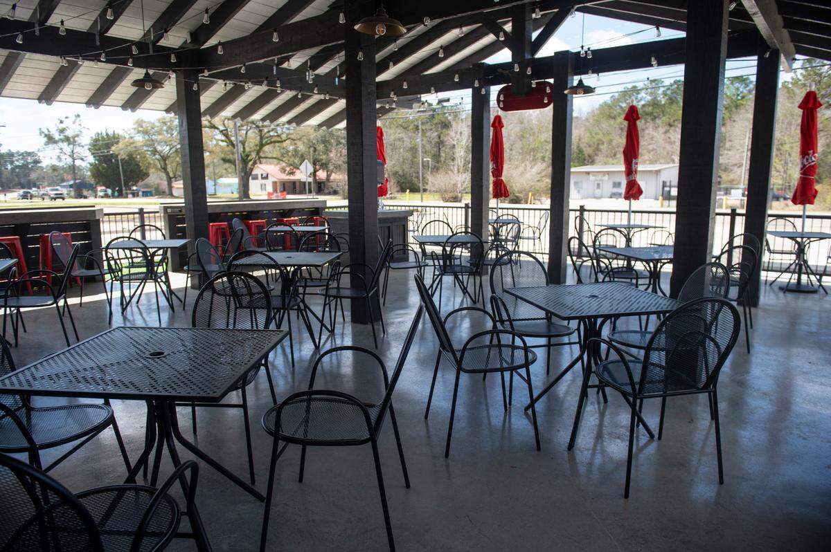 The outdoor dining area at Luckies Diner, a new ‘50s inspired diner in Vancleave on Monday, March 10, 2025.