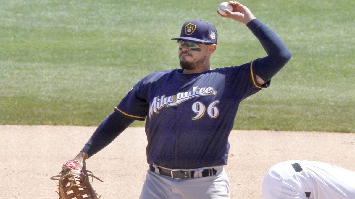 TIM ISBELL/SUN HERALD 
 Nick Ramirez played for the Milwaukee Brewers during exhibition game against the Biloxi Shuckers at MGM Park, Saturday, Apr. 2, 2016.
