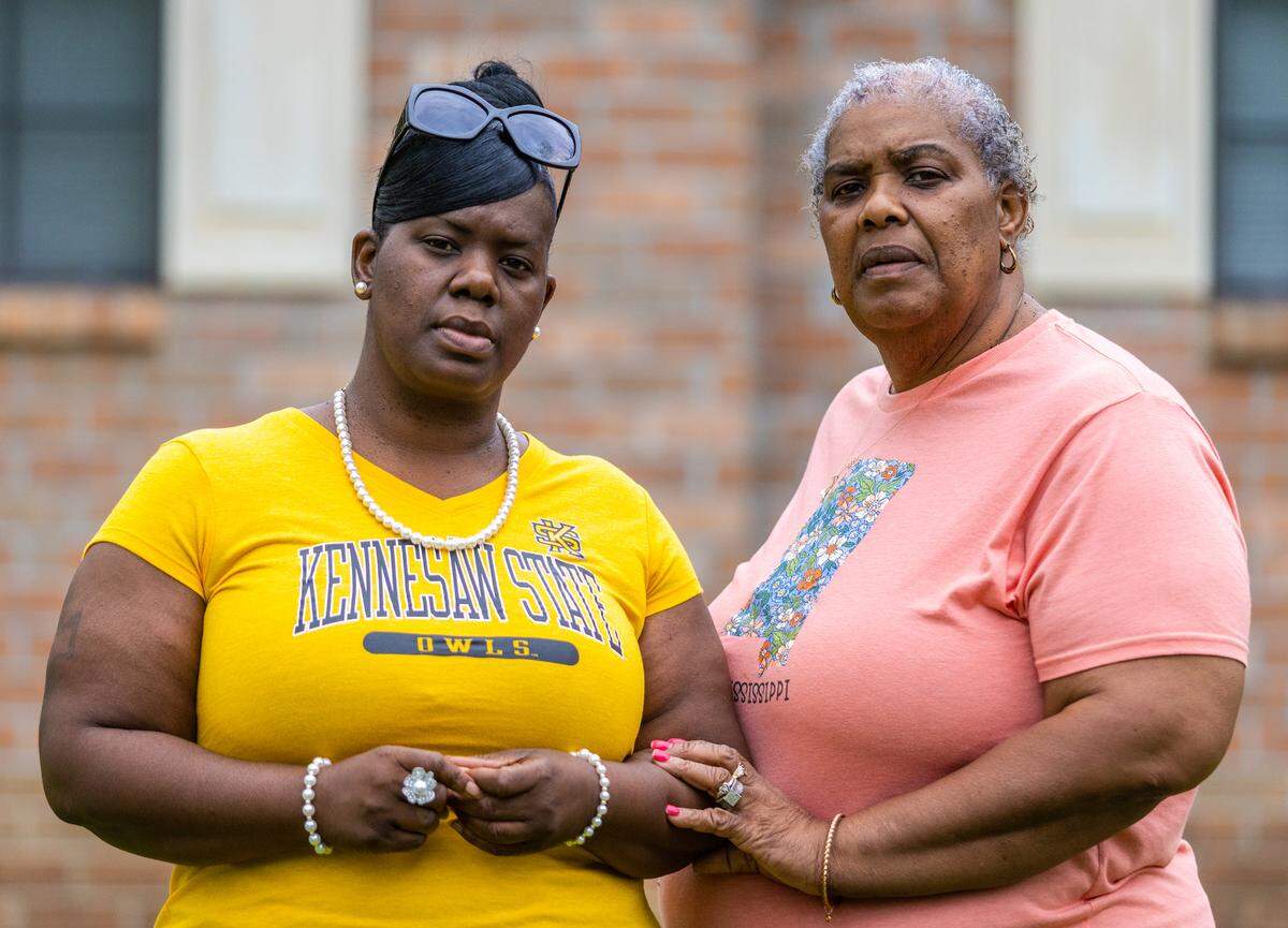 Cassandra McNeese, left, and her mother, Yvonne A. McNeese, in Shuqualak, Mississippi. Cassandra’s brother, Willie McNeese, has been held in jail during civil commitment proceedings at least eight times since 2008. Cassandra McNeese said Noxubee County officials told her jail was the only place they had for him to wait. “This is who you trust to take care of things,” she said. “That’s all you have to rely on.”