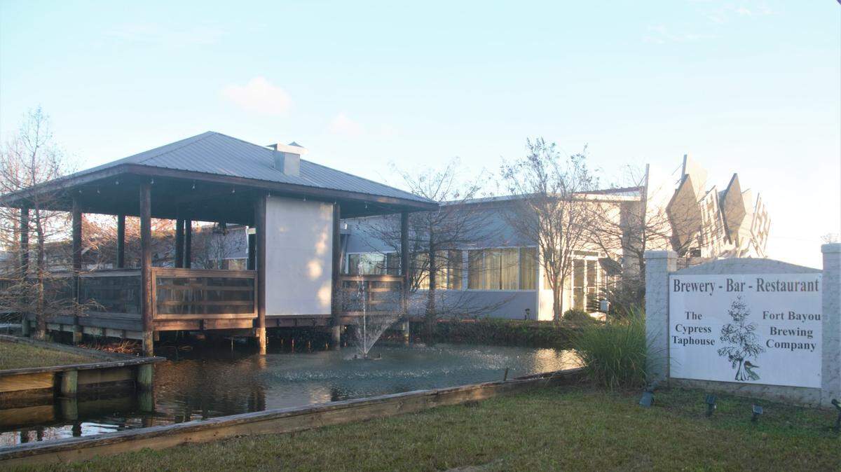 The Cypress Taphouse and Fort. Bayou Brewing Company in Ocean Springs has a patio and pond