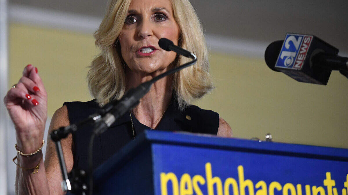 Attorney General Lynn Fitch speaks Wednesday at the Neshoba County Fair.