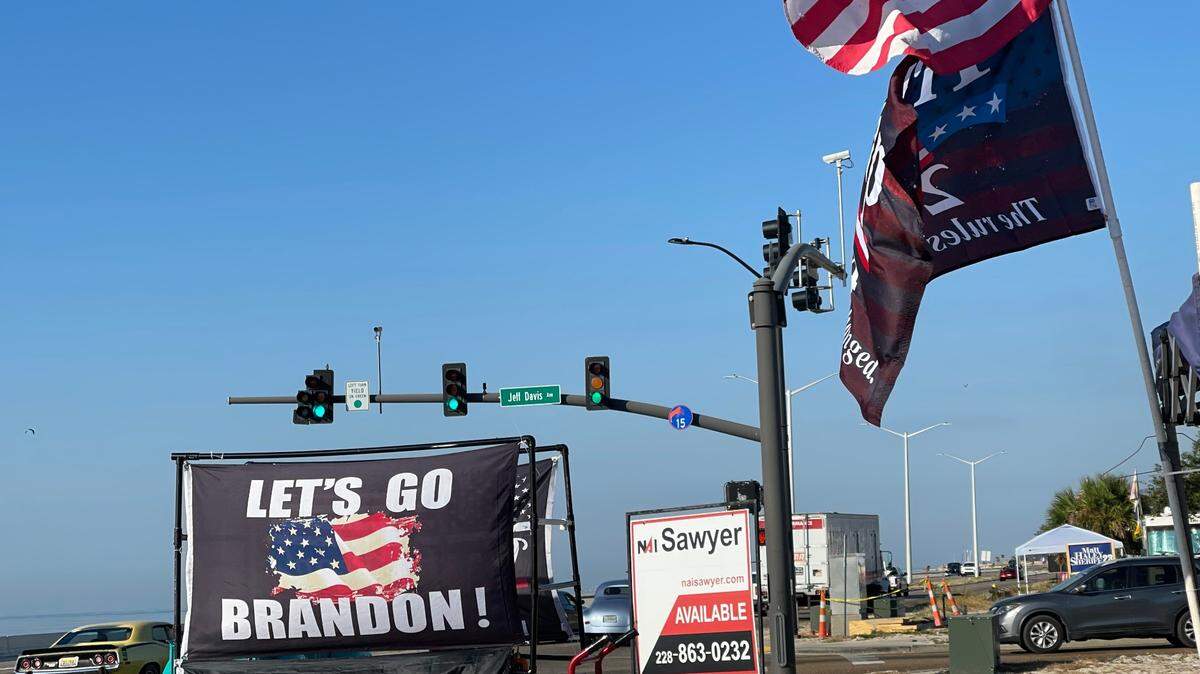 A vulgar flag targeting Kamala Harrris was removed from a Cruisin’ The Coast Vendor booth on Friday, Oct. 6, 2022 in Long Beach.