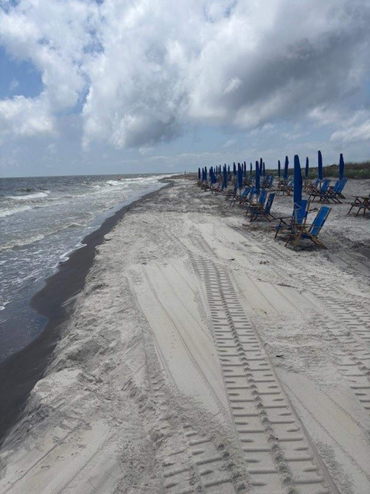This photograph shows the Ship Island swim beach on the barrier island’s south side after flood debris was removed.