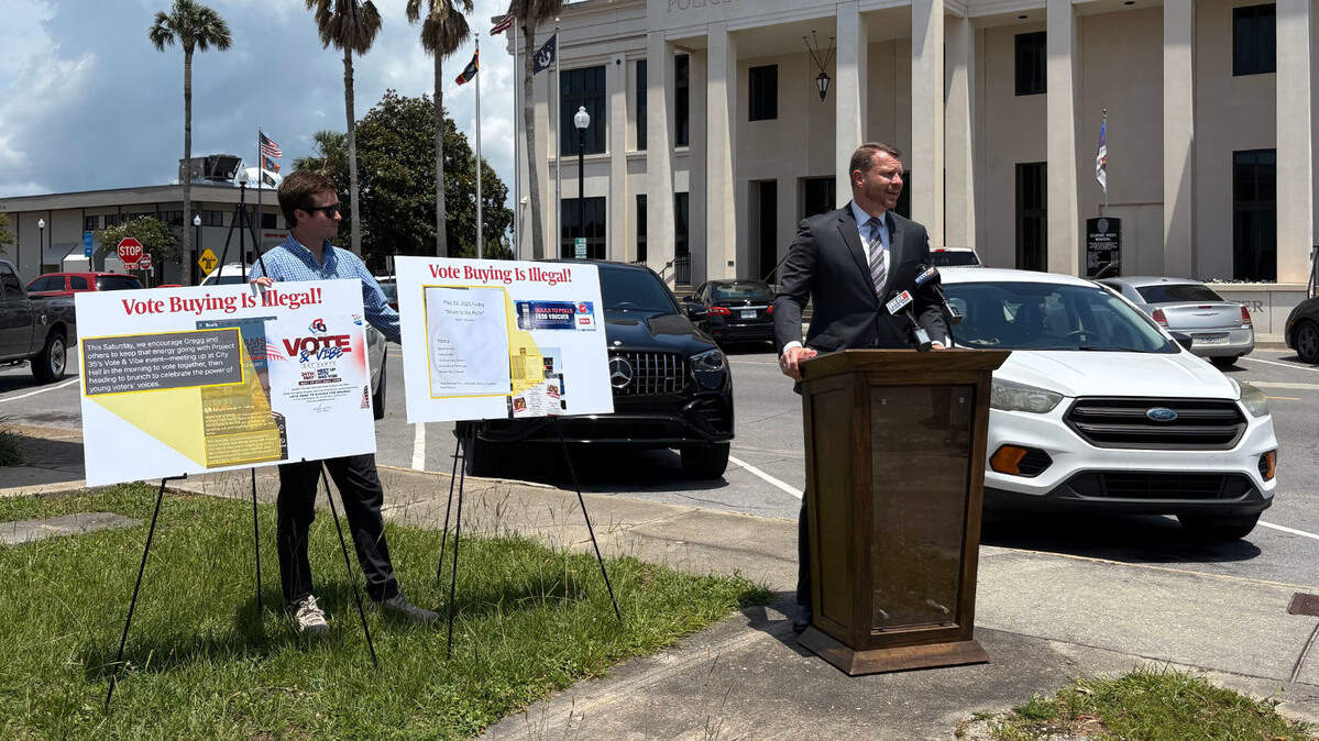 Mike Hurst, chairman of the Republican Party of Mississippi, speaks Wednesday, May 28, 2025, about allegations of election fraud in the Gulfport mayor’s race.