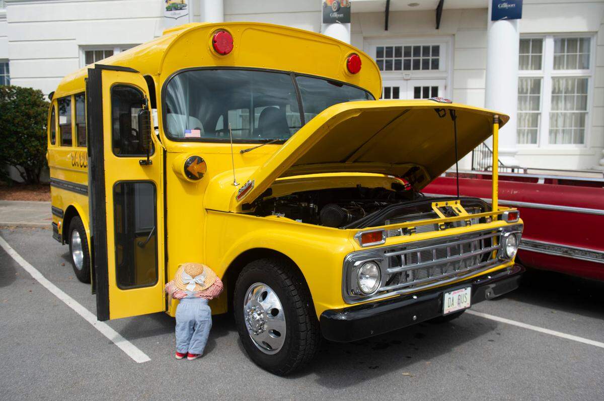 A yellow 1963 Ford mini bus during View the Cruise, one of the first events of Cruisin’ The Coast, in Gulfport on Sunday, Oct. 6, 2024.