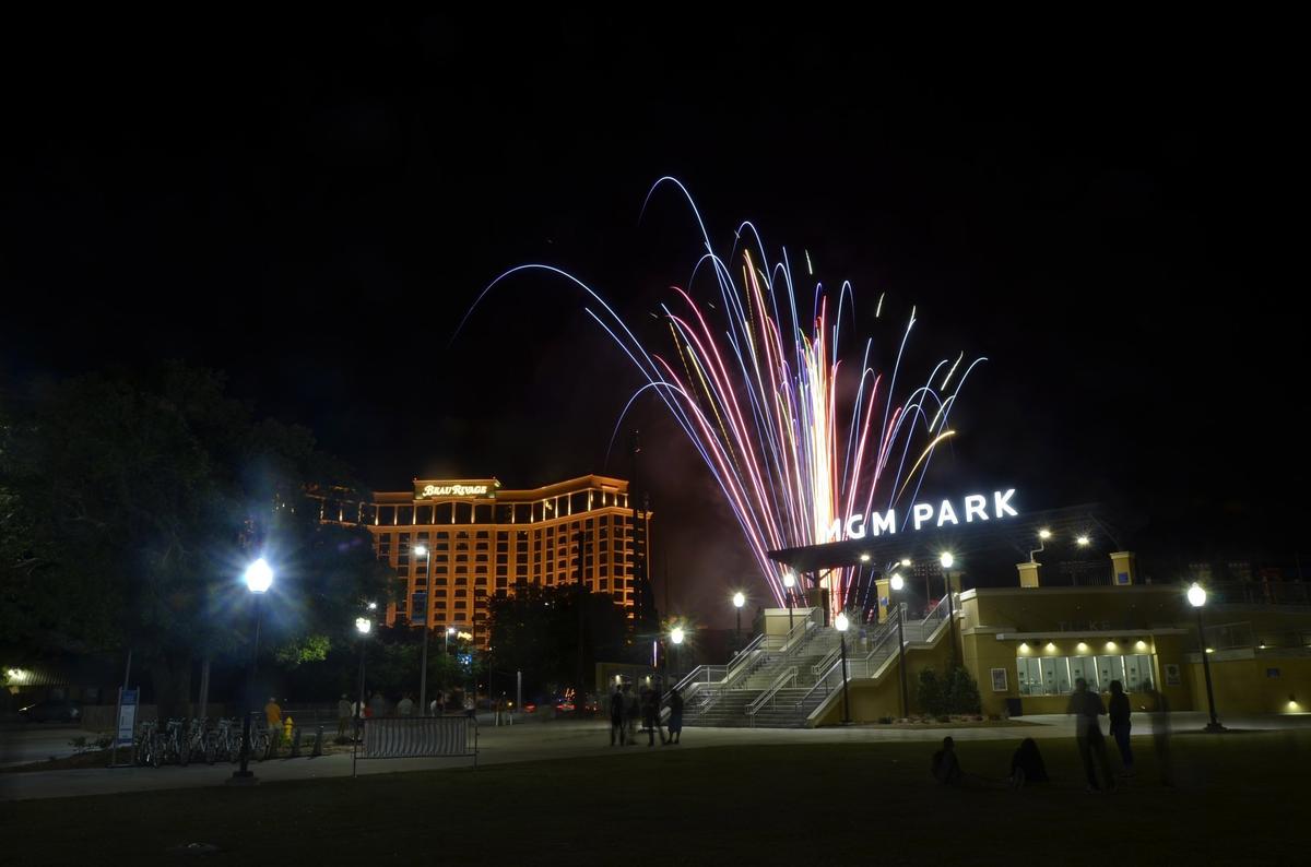 Fireworks displays at MGM Park after some home games are popular with Biloxi Shuckers fans.
