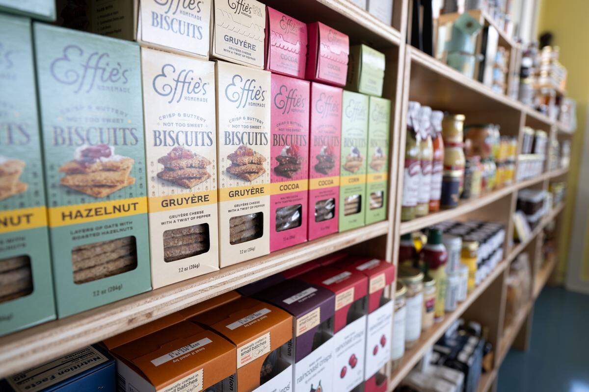 Various food items for sale at St. James Cheese Company in Pass Christian.