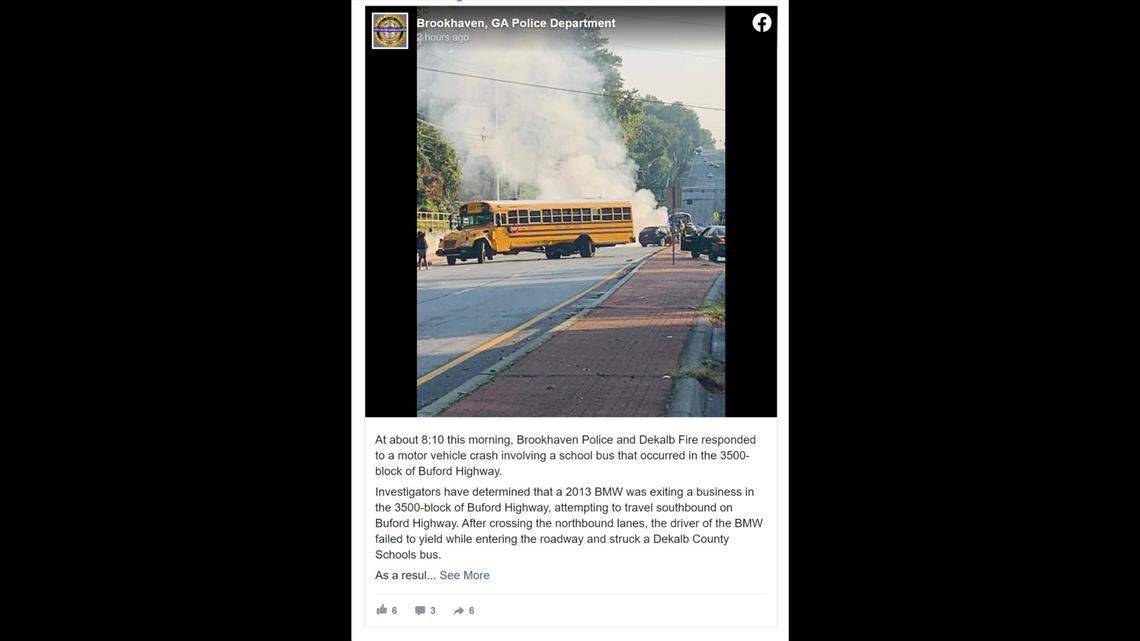 A DeKalb County school bus carrying 40 students had to be evacuated after a car collided with it early Wednesday, Georgia authorities say.