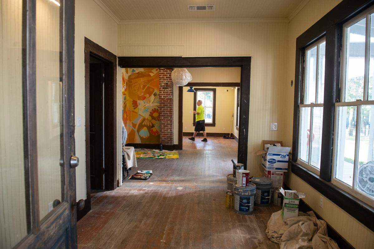 Work continues on The Traveler,directly behind the Walter Anderson Museum of Art, in Ocean Springs.