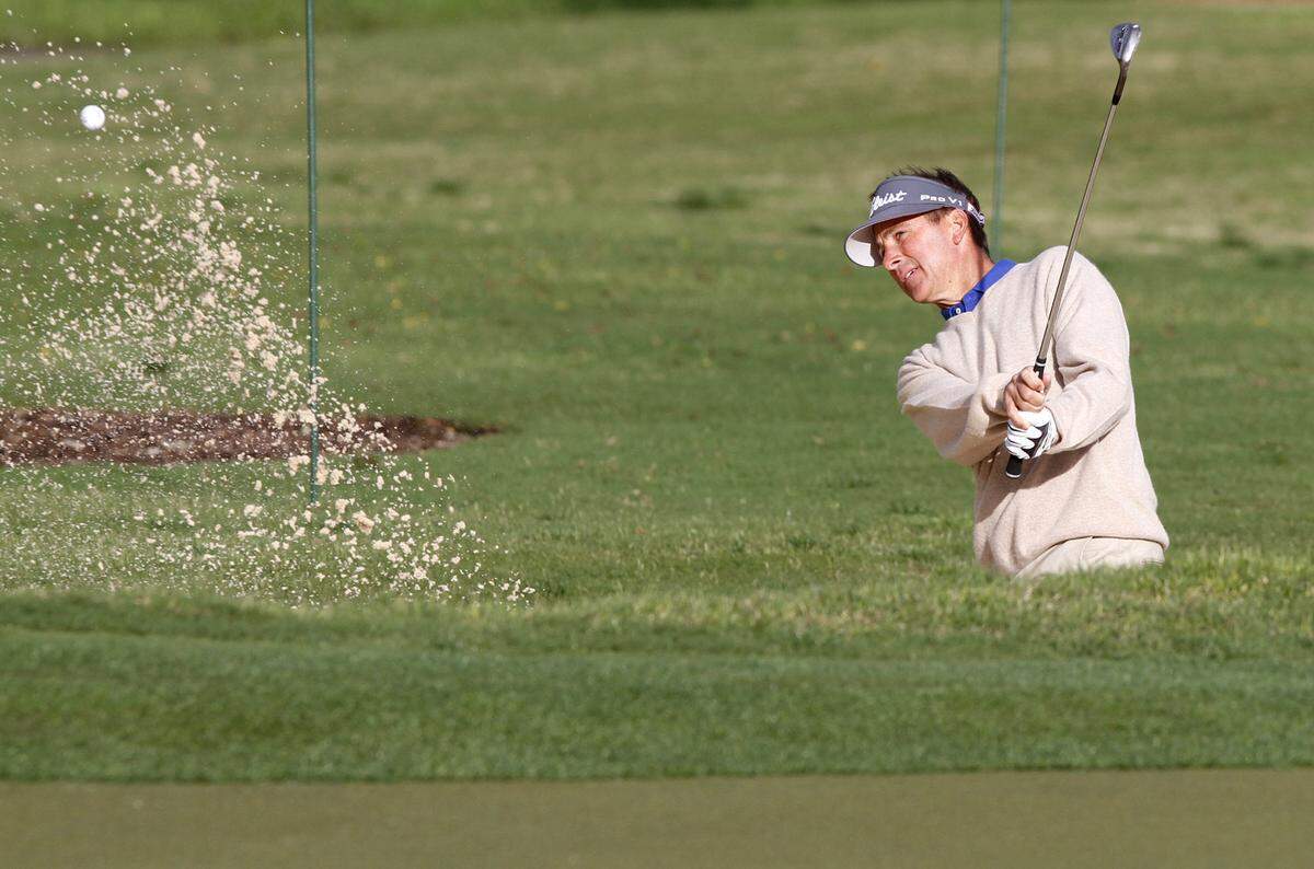 TIM ISBELL/SUN HERALDGibby Gilbert III hits out of the bunker on Hole #1 during first round of the the Mississippi Gulf Resort Classic at Fallen Oak, Saturday, Apr. 2, 2016. 